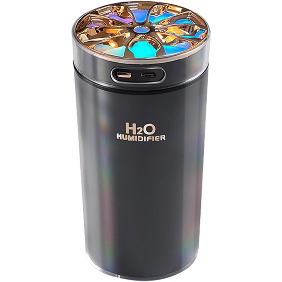 (Black) Small Humidifier,300ml Travel Humidifier with Colorful Light | Quiet Rechargeable Humidifier for Desktop Bedroom Car Travel