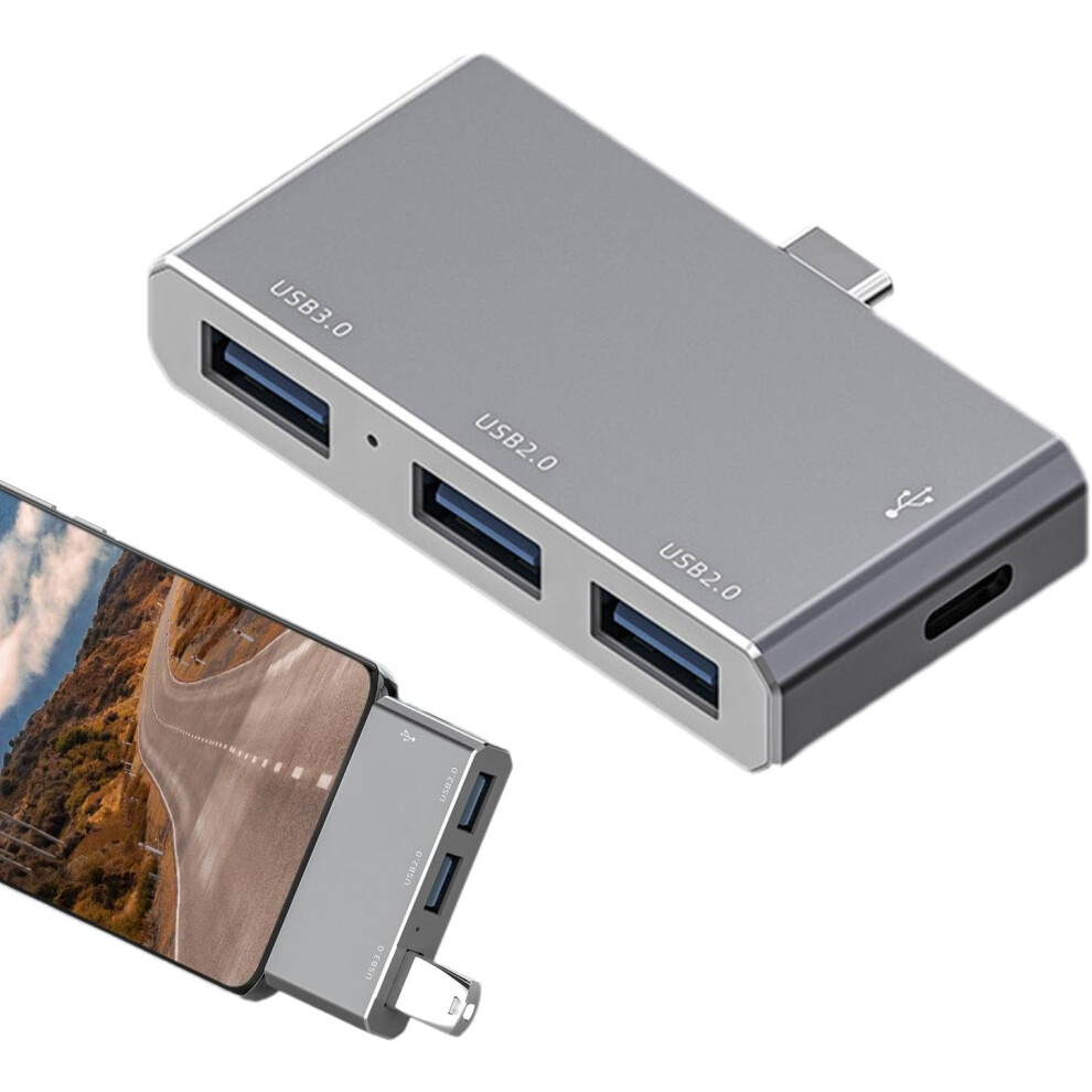 (Type-C, ) Laptop Docking Stations,3 Monitor Docking Station 4-In-1 Type-C Docking Station | Efficient Multifunctional Usb C Docking Station Doubl Gray