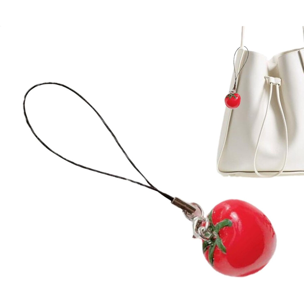 Strawberry Charm, Strawberry Phone Charm, Simulated Tomato Strawberry Resin Pendant Charm - Fruit Decoration for Car, Phone, Keys, Wallet, Wallet,