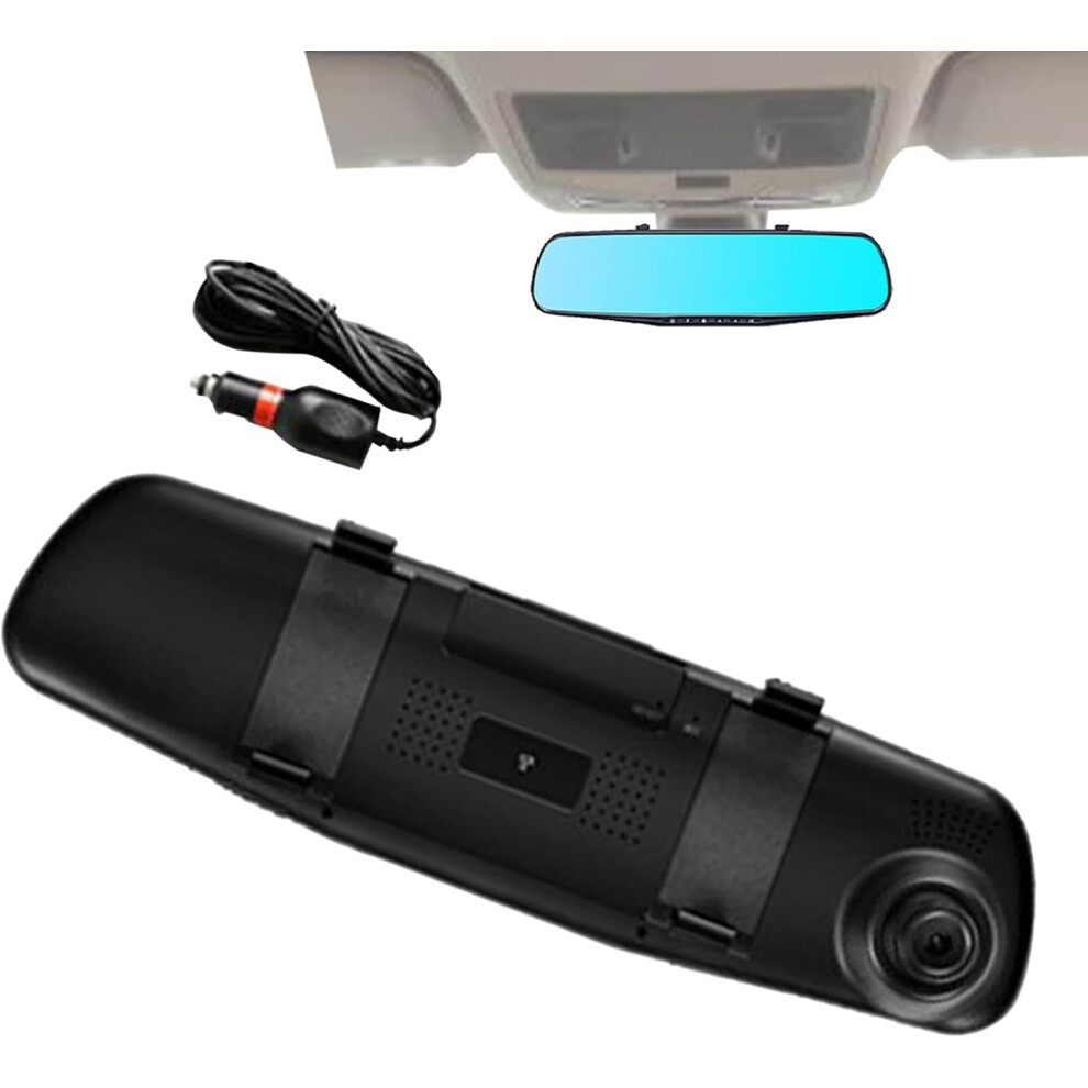 (A, Double recording) Glass Dash Cam | High Definition Smart Rearview Glass | Dash Cam Glass, Parking Assistance, Backup Camera Glass, 24H Parking Mod