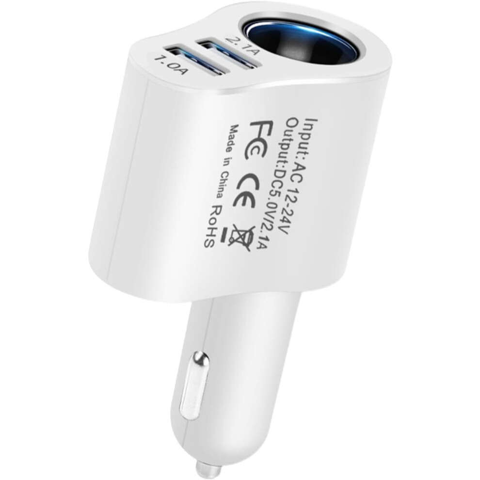 (White) Car Usb Charger - 12V/24V Fast Car Charger Charging Outlet - Fast Charging Outlet, Smart 80W Multifunctional Car Phone Charger For Trucks, White
