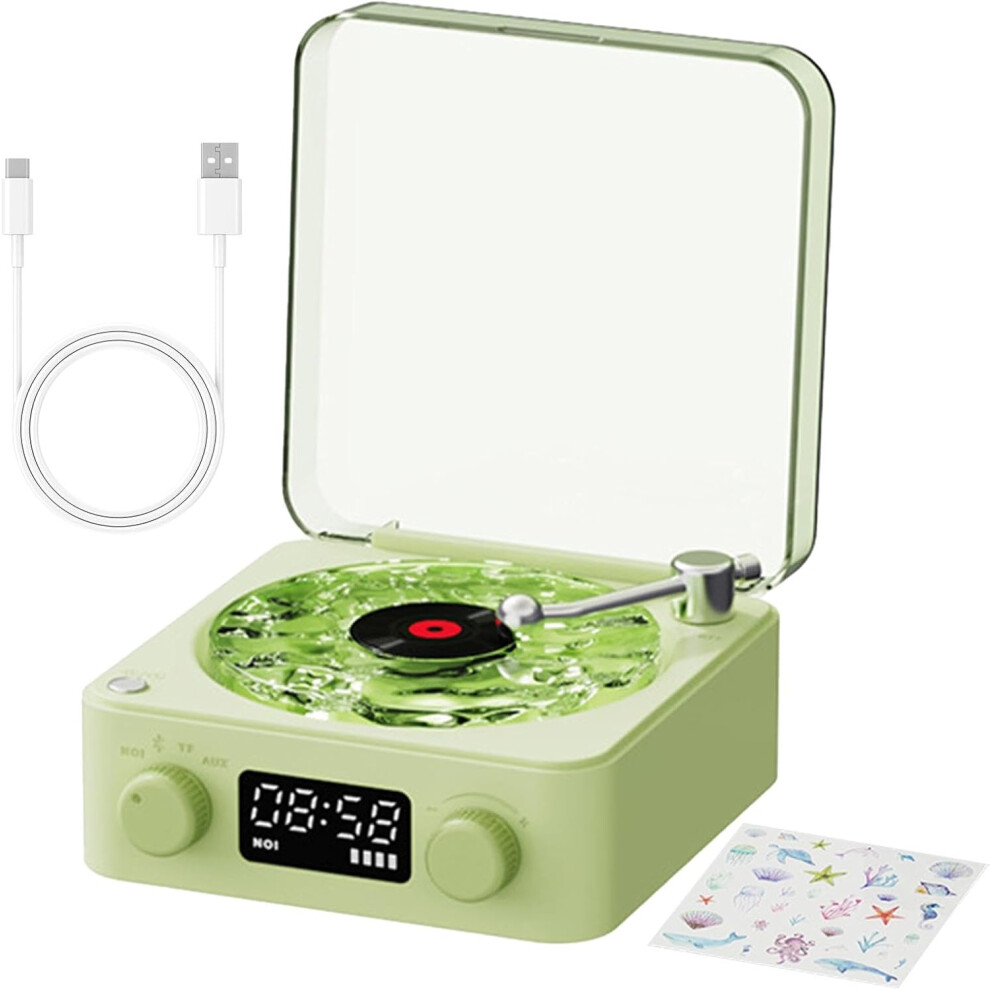 (Green) Record Player Smart - The Waves Smart Record Player Turntables - Portable Record Player, Vintage Turn Tables for Records, Entertainment, Home