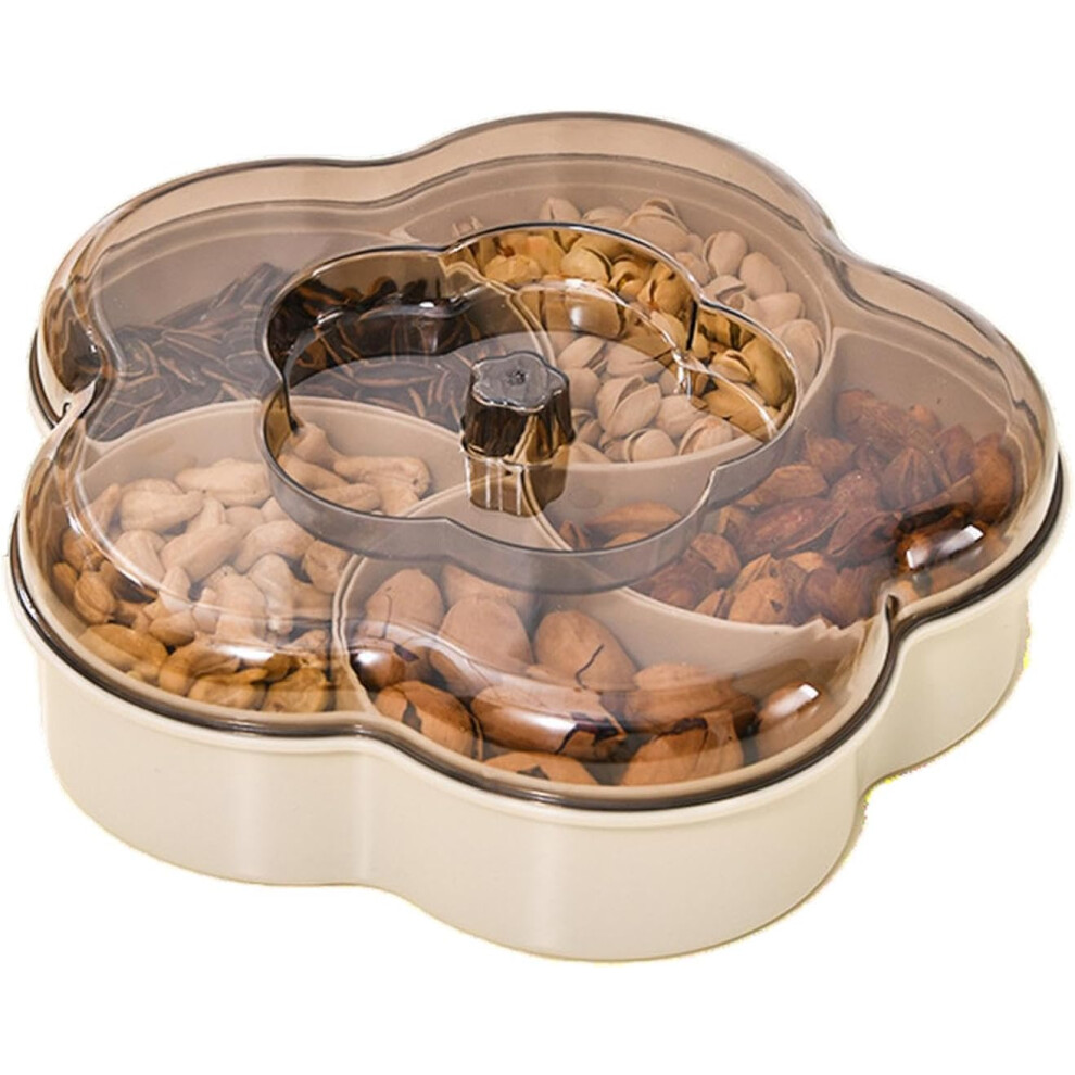Dried Fruit Plate, Snack Bowl with Compartments, 5 Grid Snack Serving Bowls with Lid, Storage Tray for Snacks with 5 Compartments and Lid for