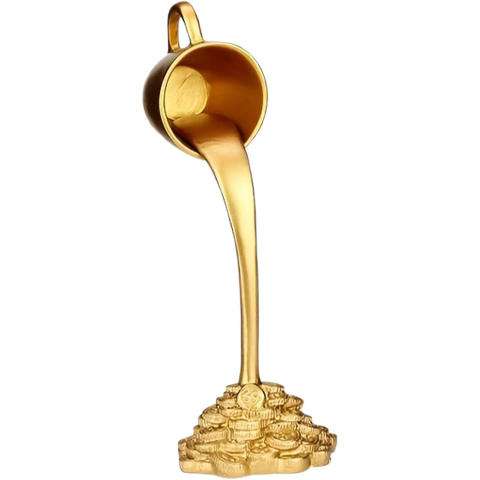 (Gold) Floating Coffee Cup Sculpture, Floating Pour Coin Cup Ornament, Resin Pouring Splash Table Sculpture, Creative Coffee Cup Ornaments, Funny Gold