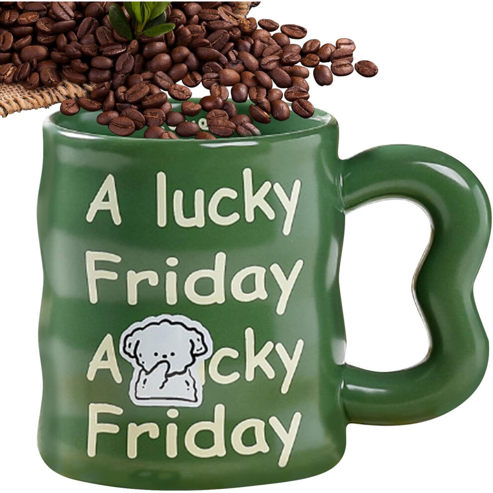 (Green) Ceramic Coffee Mugs | 350ml Ceramic Water Drinking Cups - High Temperature Resistant, Unique Travel Coffee Mug for Home, School
