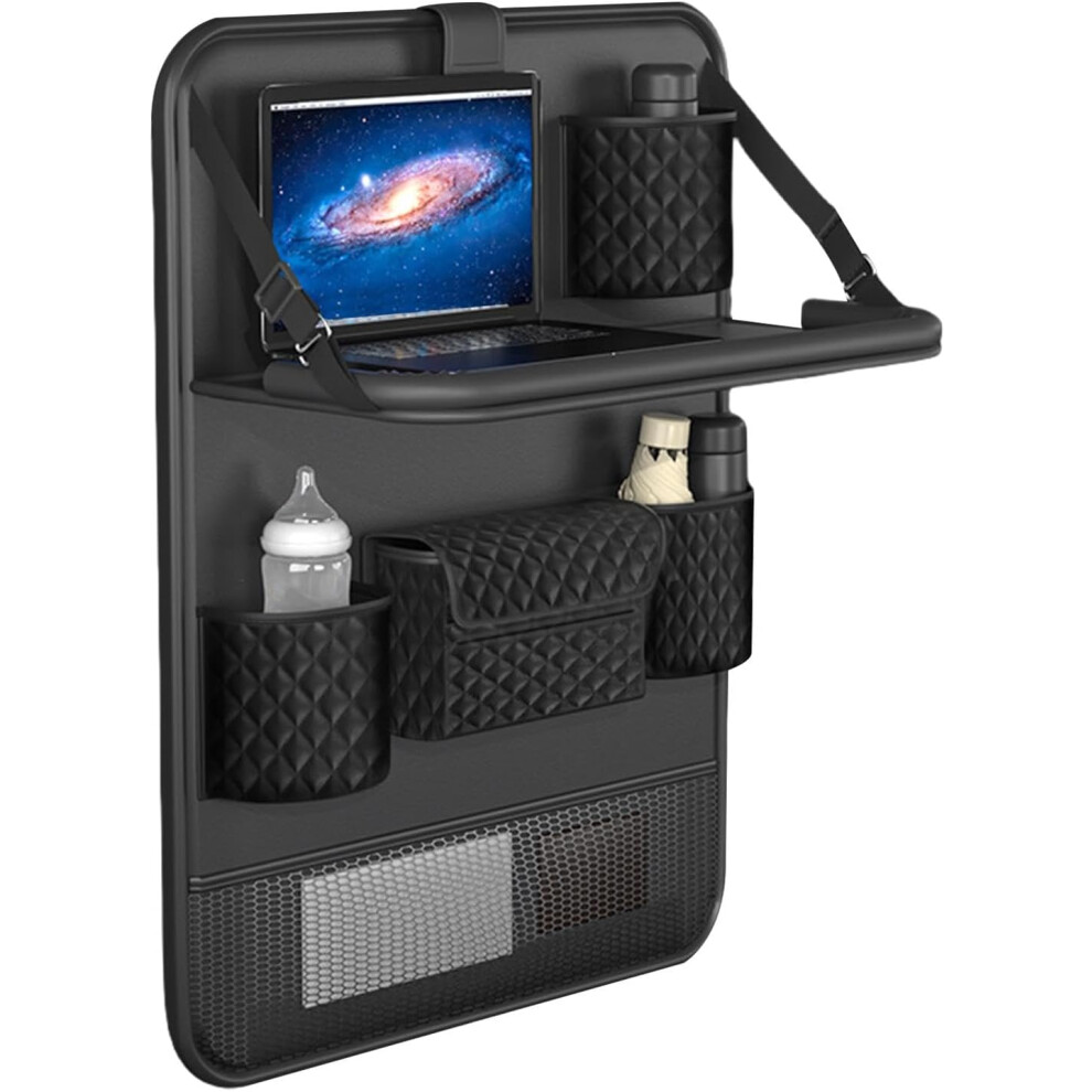 Back of Car Seat Organizer - Car Seat Back Storage Foldable Table Tray - Backseat Organizer, Car Rear Seat Organizer, Back of Seat Organizer for Toys