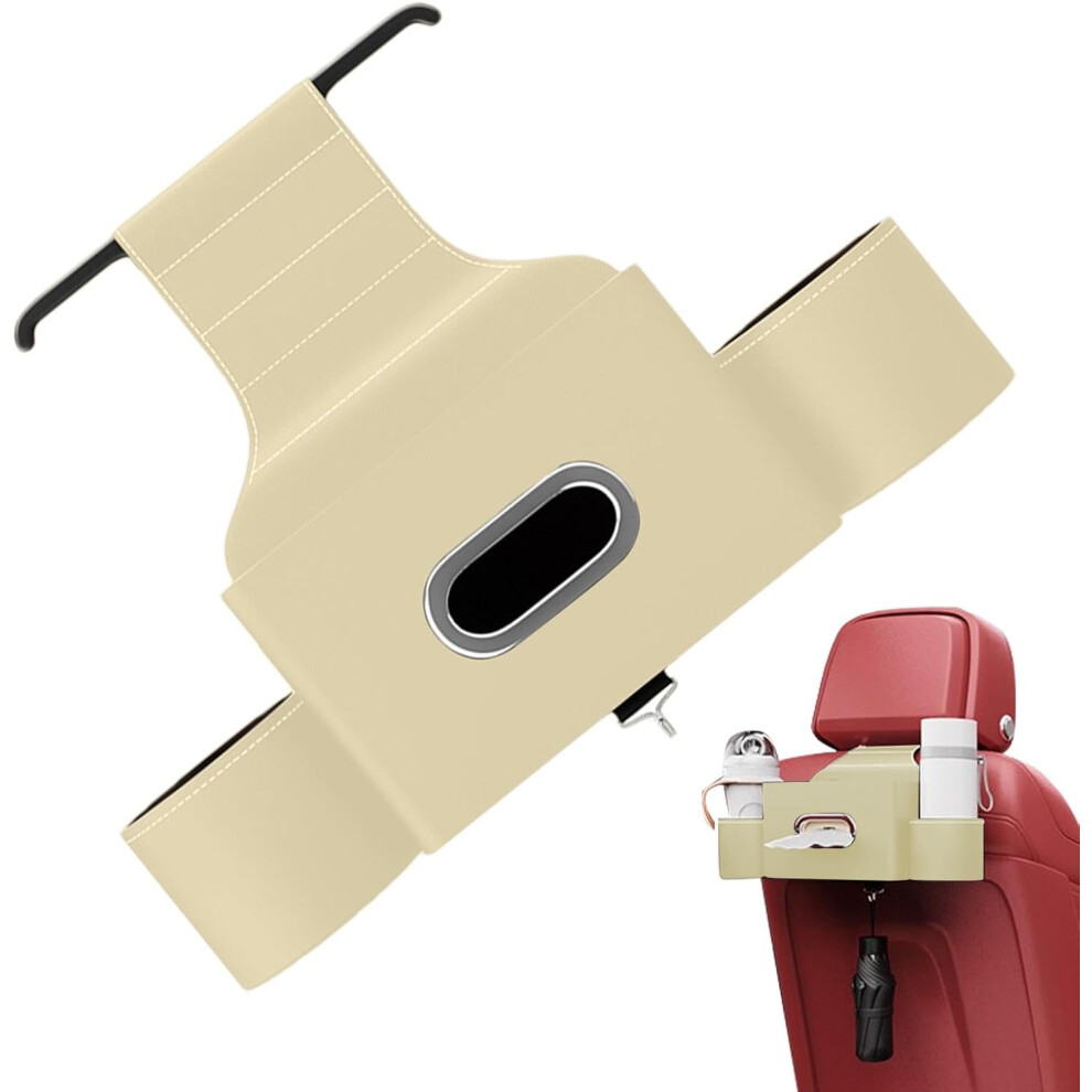 (Beige) Car Cup Holder for Backseat - Wear-Resistant Seat Back Organizers - Cell Phone Holder Cup Holder Car Organizer for Cups Bottles
