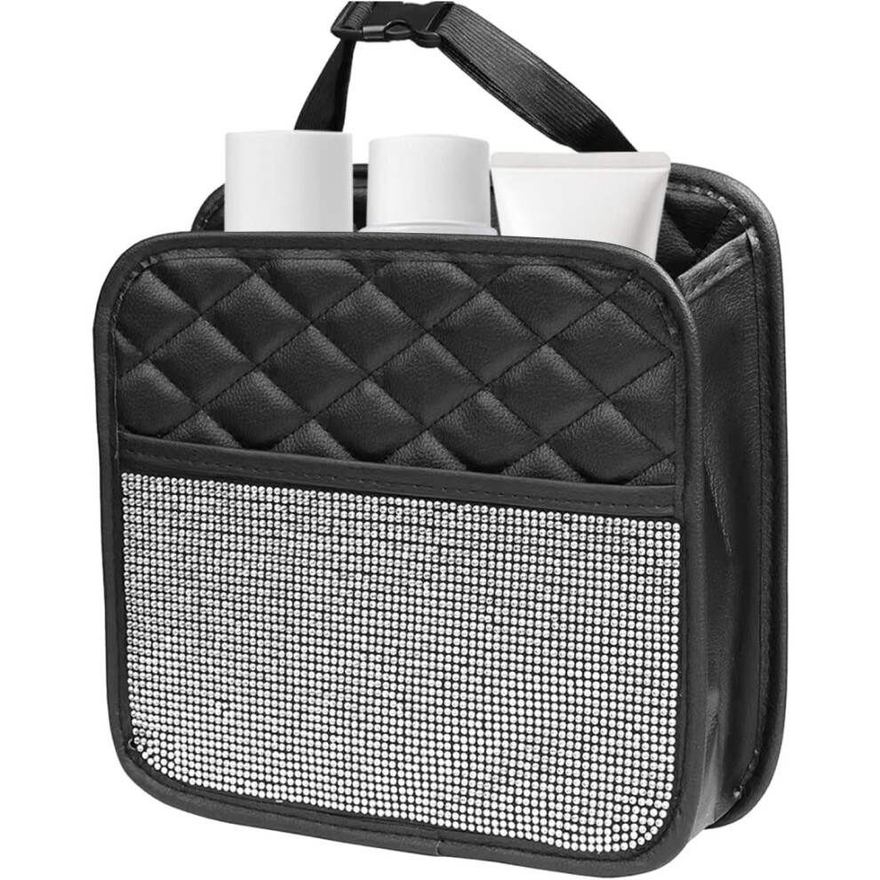 Car Seat Back Bag, Car Back Seat Organiser | Leather Car Trash Bags | Waterproof Glitter Back Seat Storage Bag, Multifunctional Backseat Organiser for