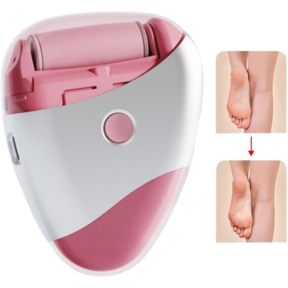 (Pink) Electric Foot File Callus Remover - Automatic Foot Scrubber Two Speeds Foot Grinder - Replaceable Heads Heel Callus Remover, Foot Care Pedicure