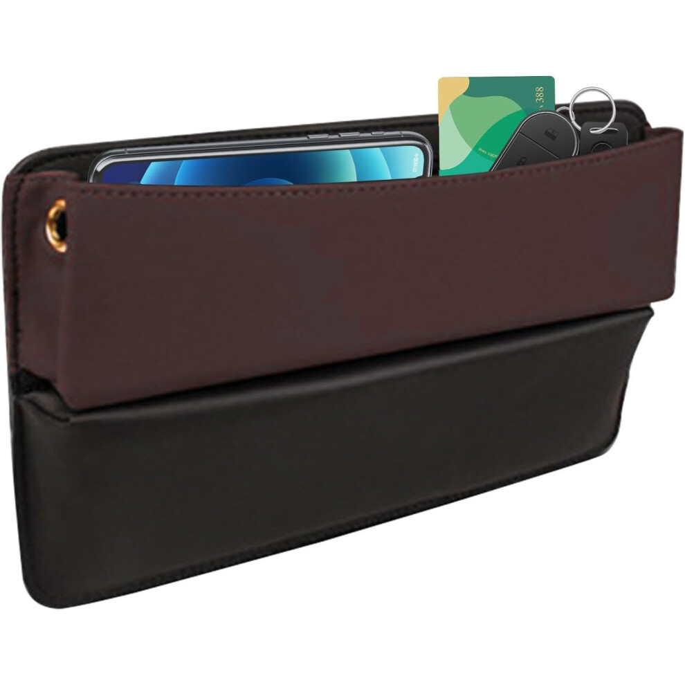 (Brown) Car Gap Storage Box, Car Front Seat Gap Filler - Front Seat Car Organiser, Seat Gap Storage Box - Flexible Car Seat Gap Organiser, Car Seat St Brown