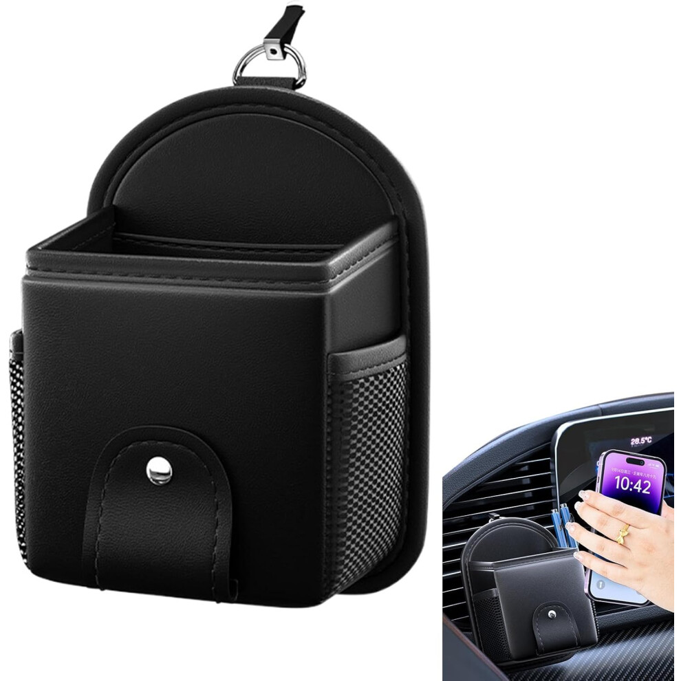 Car Air Vent Storage Bag Organizer Pocket | Vehicle PU Leather Hangable Case Sunglass Cases for Car Mount,Car Air Vent Storage Bag Organizer Pocket