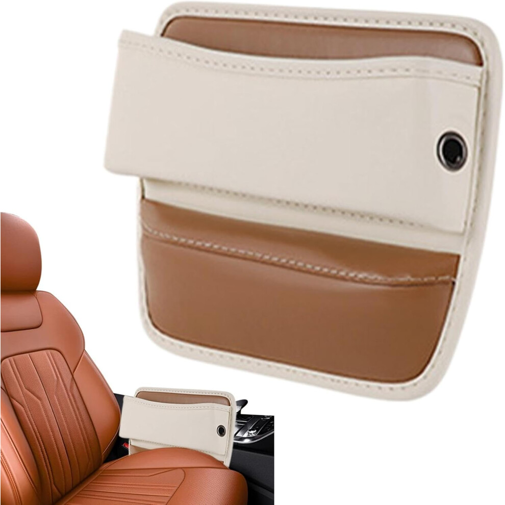 (Beige) Car Seat Crevice Filler Organizer, Car Organizer Front Seat, Seat Side Pocket Organizer, Vehicle Front Seat Crevice Filler For Phones Keys Sun Beige