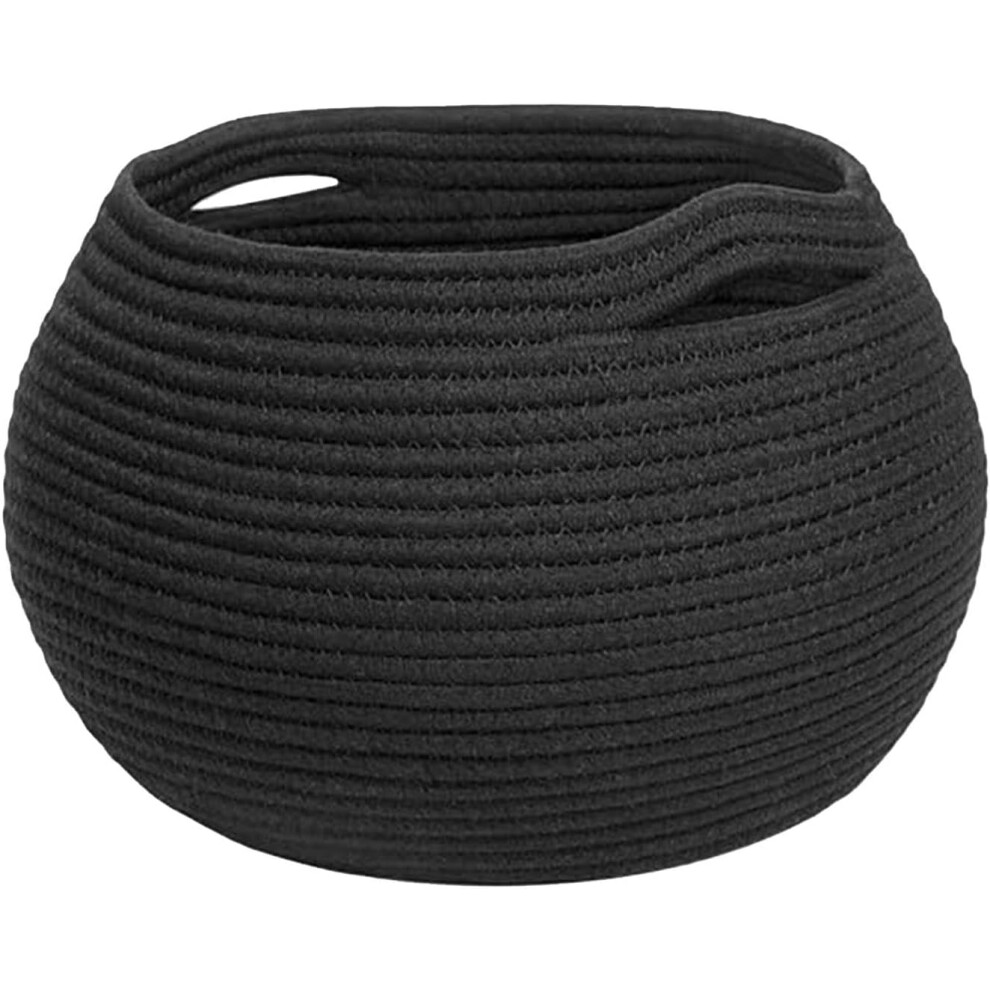 (Black) Cotton Rope Storage Basket, Cotton Rope Braided Storage Basket, Toy Storage Basket, Altar Shaped Design Towel Baskets for Bathroom
