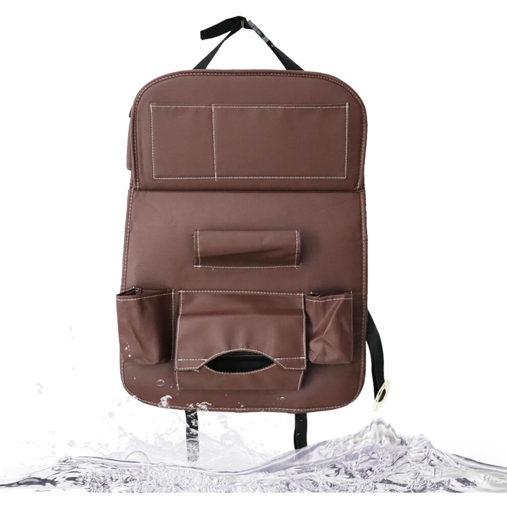 (Brown) Behind Seat Car Organizer | Car Organization Back Seat With Foldable Table Tray - Car Organizers And Storage For Car, Truck, RV, Travel, Auto,