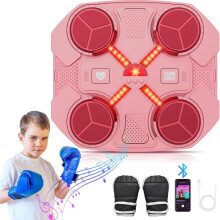 (Pink) Boxing Machine for Kids,2025Smart Bluetooth Music Boxing Machine, USB Charging Boxing Machine Wall Mounted with3Speed Levels,Gloves,Cool Lights