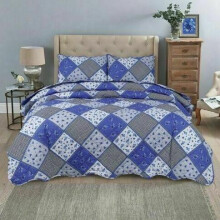 (Azrak , King) 3 PCS QUILTED BEDSPREAD EMBOSSED COMFORTER SET SINGLE DOUBLE KING SIZE BED THROW Cotton Striped Soft King Size Washable