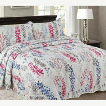 (Alexandra Petals, King) 3 PCS QUILTED BEDSPREAD EMBOSSED COMFORTER SET SINGLE DOUBLE KING SIZE BED THROW Cotton Striped Soft King Size Washable