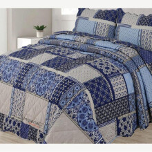 (Zarcon , King) 3 PCS QUILTED BEDSPREAD EMBOSSED COMFORTER SET SINGLE DOUBLE KING SIZE BED THROW Cotton Striped Soft King Size Washable