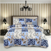 (Ranni, Double) 3 PCS QUILTED BEDSPREAD EMBOSSED COMFORTER SET SINGLE DOUBLE KING SIZE BED THROW Cotton Striped Soft King Size Washable