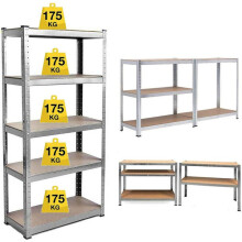 (Default) Shelving Unit for Garages and Sheds 150x70x30cm Racking Storage Shelves Strong Metal Shelving 5 Tier Boltless Garage Storage Shelving