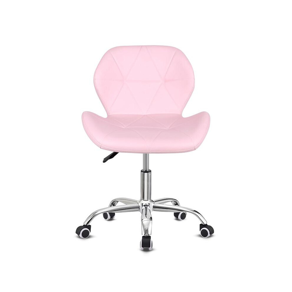 (Pink) Modern Swivel Office Chair, Dressing Table Chair,Pink Chair,Height Adjustable Padded Armless Desk Chair, Makeup Vanity Chair, Home Office