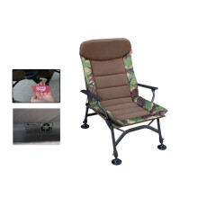 Carp Fishing Padded High Back Chair + Armrest Adjustable Mud Feet Camo Camping