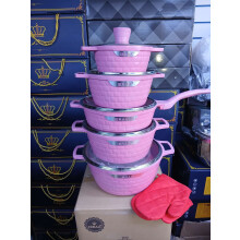 Cookware Set Stock Pots and Pans Non Stick Die-Casting 5pc - PINK