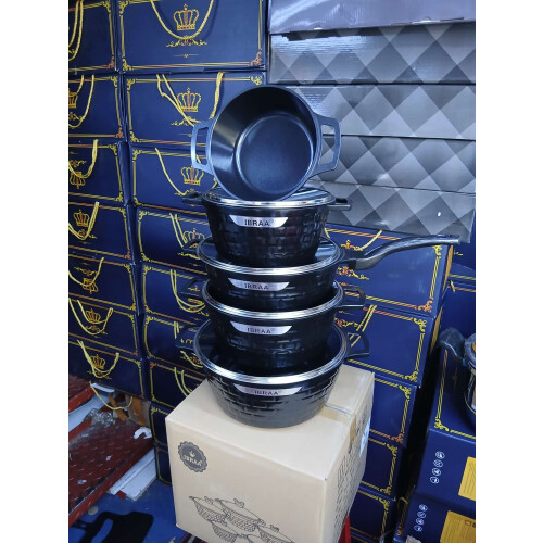 Cookware Set Stock Pots and Pans Non Stick Die-Casting 5pc - BLACK 1