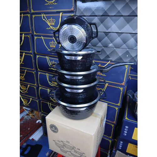 Cookware Set Stock Pots and Pans Non Stick Die-Casting 5pc - BLACK 2