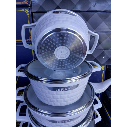 Cookware Set Stock Pots and Pans Non Stick Die-Casting 5pc - CREAM 2