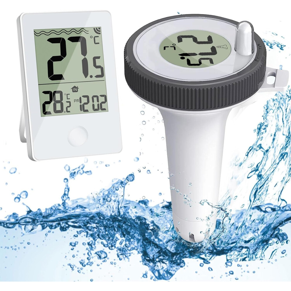 Thermomètre de piscine flottant numérique sans fil avec étanchéité IPX8, moniteur de température extérieur/intérieur facile à lire pour pisc