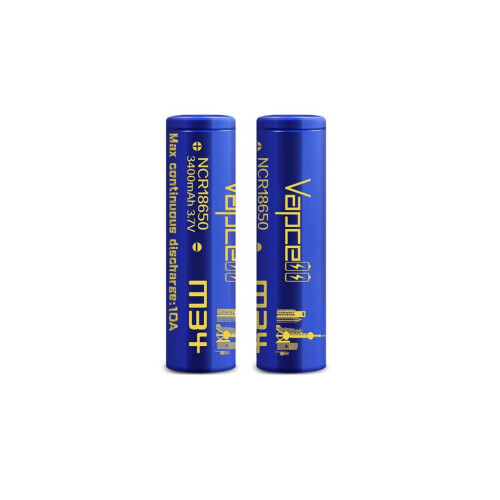 2x Vapcell M34 18650 3400mAh 3.7V Batteries + case