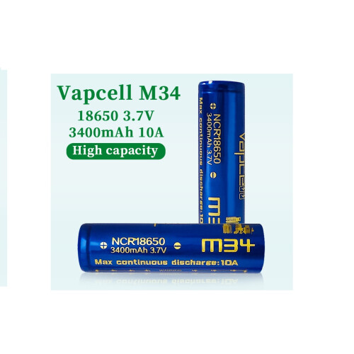 2x Vapcell M34 18650 3400mAh 3.7V Batteries + case 1