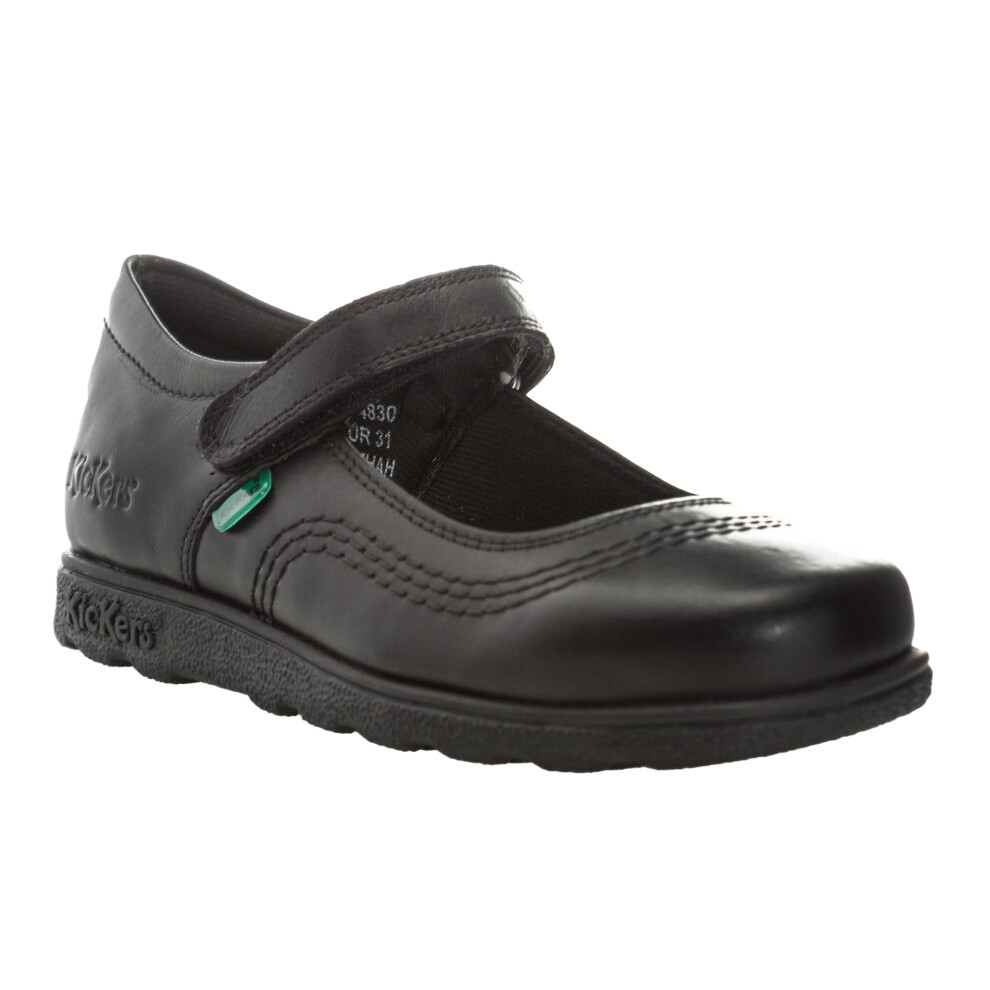 (12.5 UK Child, Black) Kickers Girls Fragma Pop Leather School Shoes