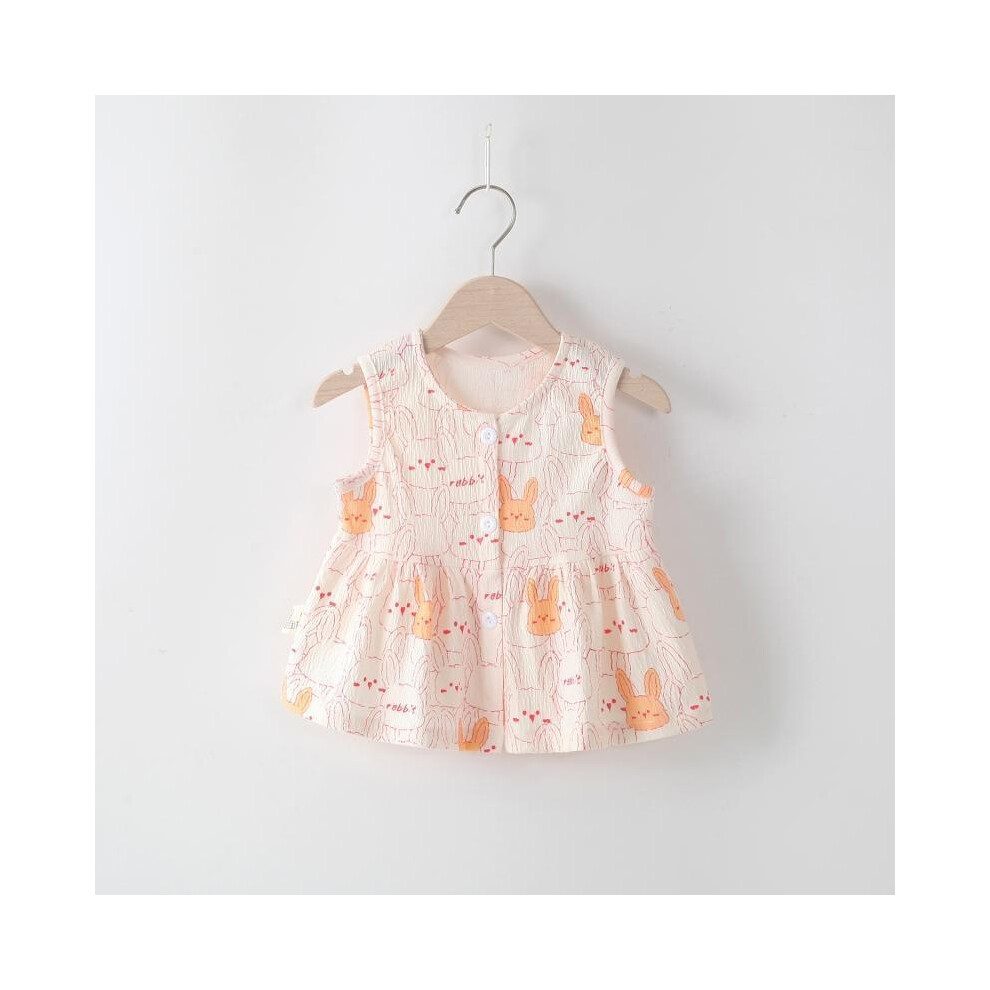 (Bunny,100cm)Robe sans manches fille bébé imprimé coeur et fleurs pour printemps et été