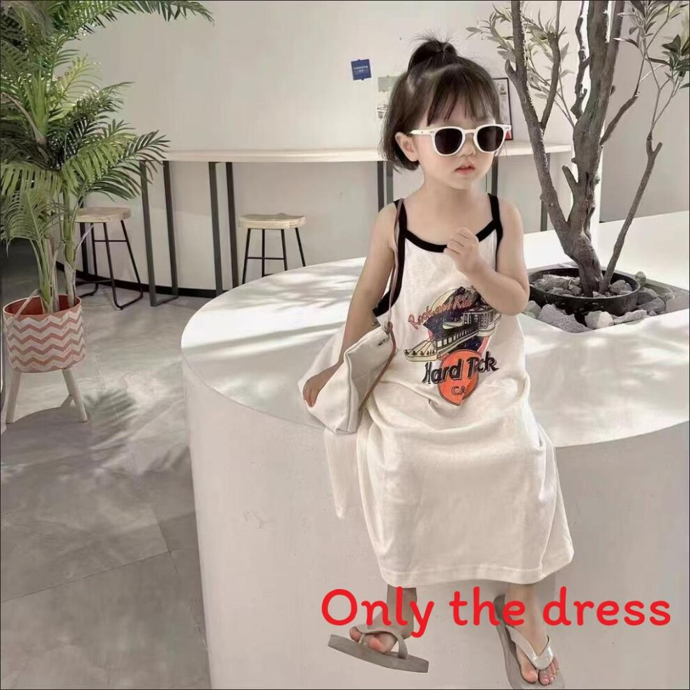 (White,130cm)Débardeur enfant rayé noir et blanc bloqué couleur lettre mode