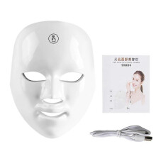 (With Retail Box, One size) Wireless Led Face Mask Light Usb Recharge 7 Colors Facial Mask For Anti Aging Skin Rejuvenation Skin Care Device