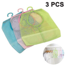 (As show, One size) 3 Pcs Clothes Peg Bag Storage Basket With Hooks Hanging Net Storage Portable Multipurpose Storage Bag Compatible With Bathroom Wardrobe Laundr
