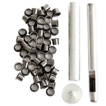(As show, One size) Eyelet Hole Punch Tool Kit with 50 Eyelets 6mm Gunmetal Finish compatible with DIY Kydex Sheath Kydex Eyelet