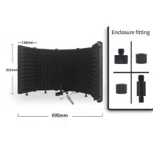(As show, One size) 5 Panel Microphone Isolation Shield Mic Sponge Soundproof Shield