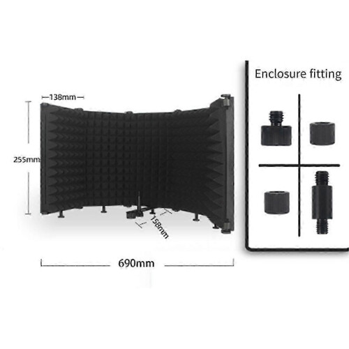 (As show, One size) 5 Panel Microphone Isolation Shield Mic Sponge Soundproof Shield