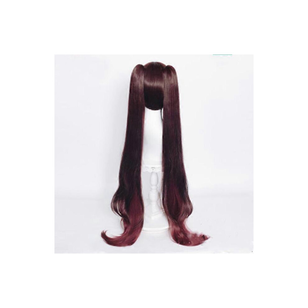 Kikidex Unisex (Scalp Type, One Size) High Quality Simulation Scalp Genshin Impact Hutao Cosplay Wig Anime Game Hu Tao Heat Resistant Hair Wigs + Wig Cap