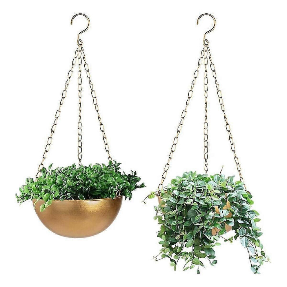 Kikidex (As Show, One Size) Large Gold Hanging Planter With Drainage, Semi-Circle Hanging Plant Holder Compatible With Indoor Plants, Lightweightceiling Basin