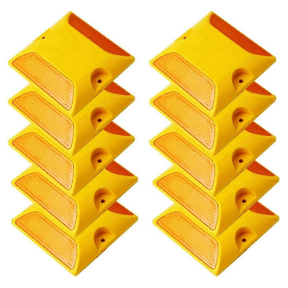 Kikidex (As Show, One Size) Road Reflective Marker Double Side Reflective Pavement Marker Plastic Asphalt Stud Marker - 10 Pieces