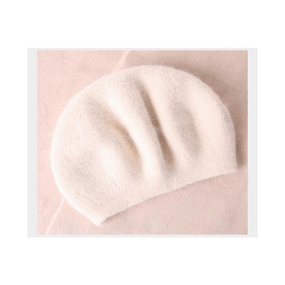 (Light Khaki, One size) Beret Women Winter Hat Angora Knit Beanie Autumn Warm Double Layers Skiing Accessory Thermal Outdoor For Lady-image-OPC-PHG8CFR-NEW