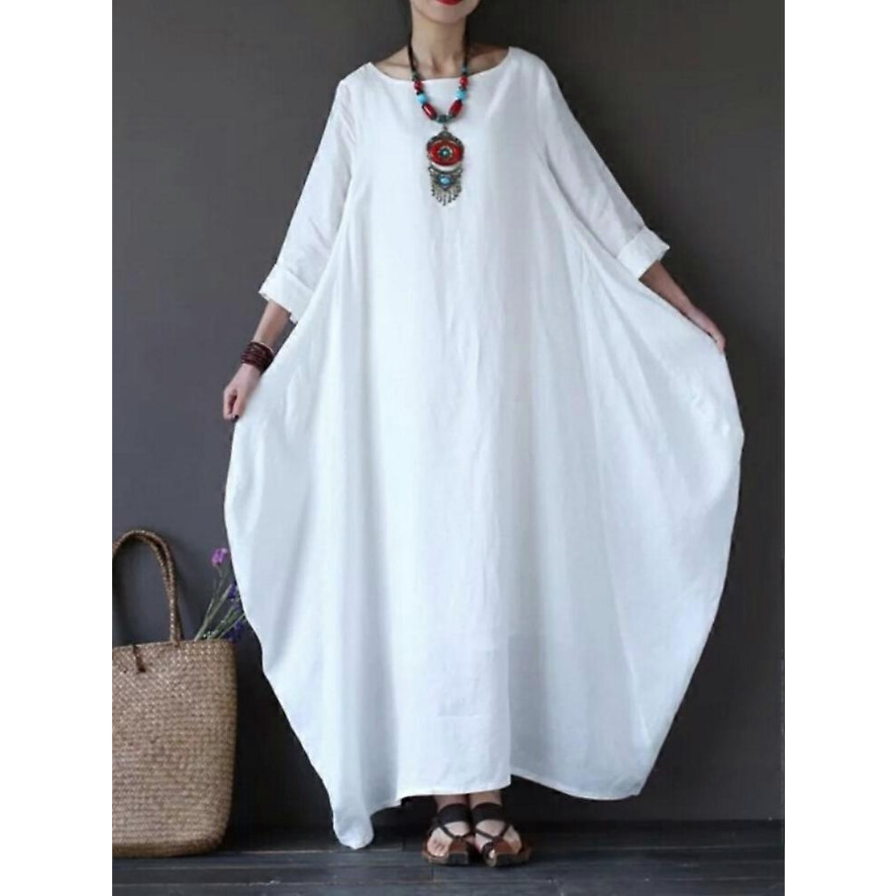 (L, Green) New Loose Oversize Cotton And Linen Dress Woman Dress Dresses For Women Summer Dresses Woman 2023 Robe Elegant Dresses For Women-image-OPC-PHG8D5W-NEW