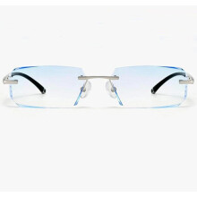 (Silver, +2.50 strength) Men Rimless Blue Light Blocking Reading Glasses Classic Presbyopic Glasses