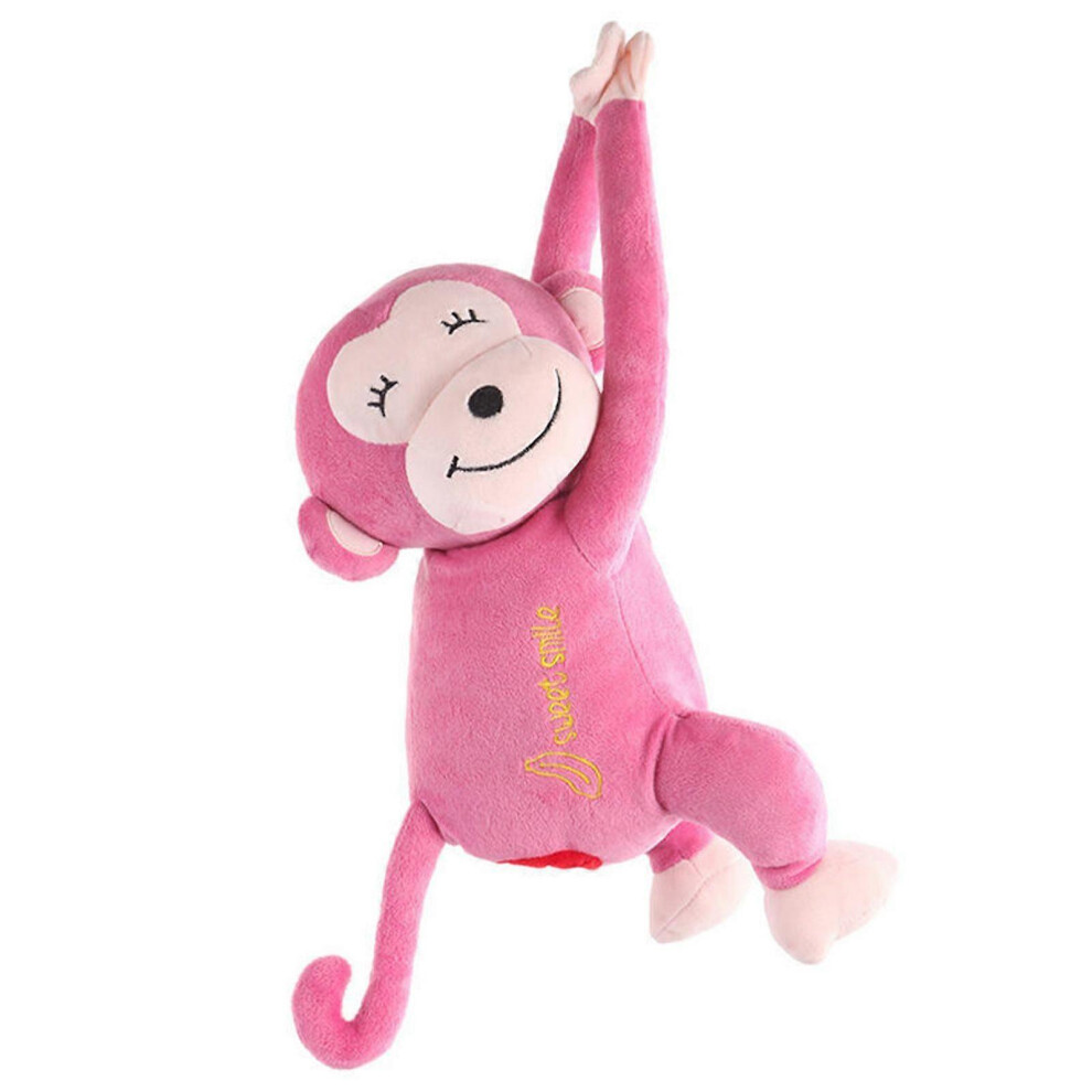 (As show, One size) Monkey Tissue Holder Cute Car Tissue Box, Cartoon Animal Tissue Dispenser, Plush Paper Tissue Dispenser Animal Hanging Paper Organ-image-OPC-PHG8GTT-NEW