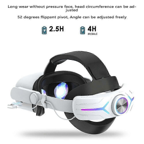 (As show, One size) Head Strap with 8000Mah Battery compatible with Oculus Quest 2 Extend Playtime Adjustable Elite Strap VR Replace