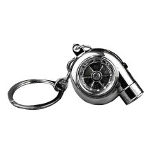 (Bright Silver, One size) Car Turbo Spinner Keychain with Real Sound and LED Light Mini Turbocharger Key Chain compatible with Car Keys Ac
